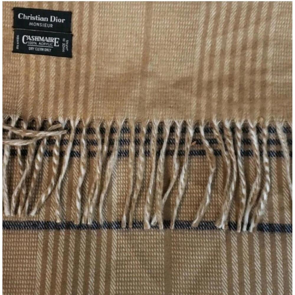 CHRISTIAN DIOR MONSIEUR PLAID BROWN MEN'S SCARF EUC! #6 - Picture 6 of 8